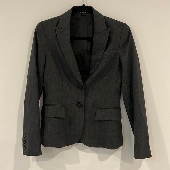 THEORY Gray Wool Single Breasted Single Vent Notch Lapel Blazer size 4 - Picture 5 of 15